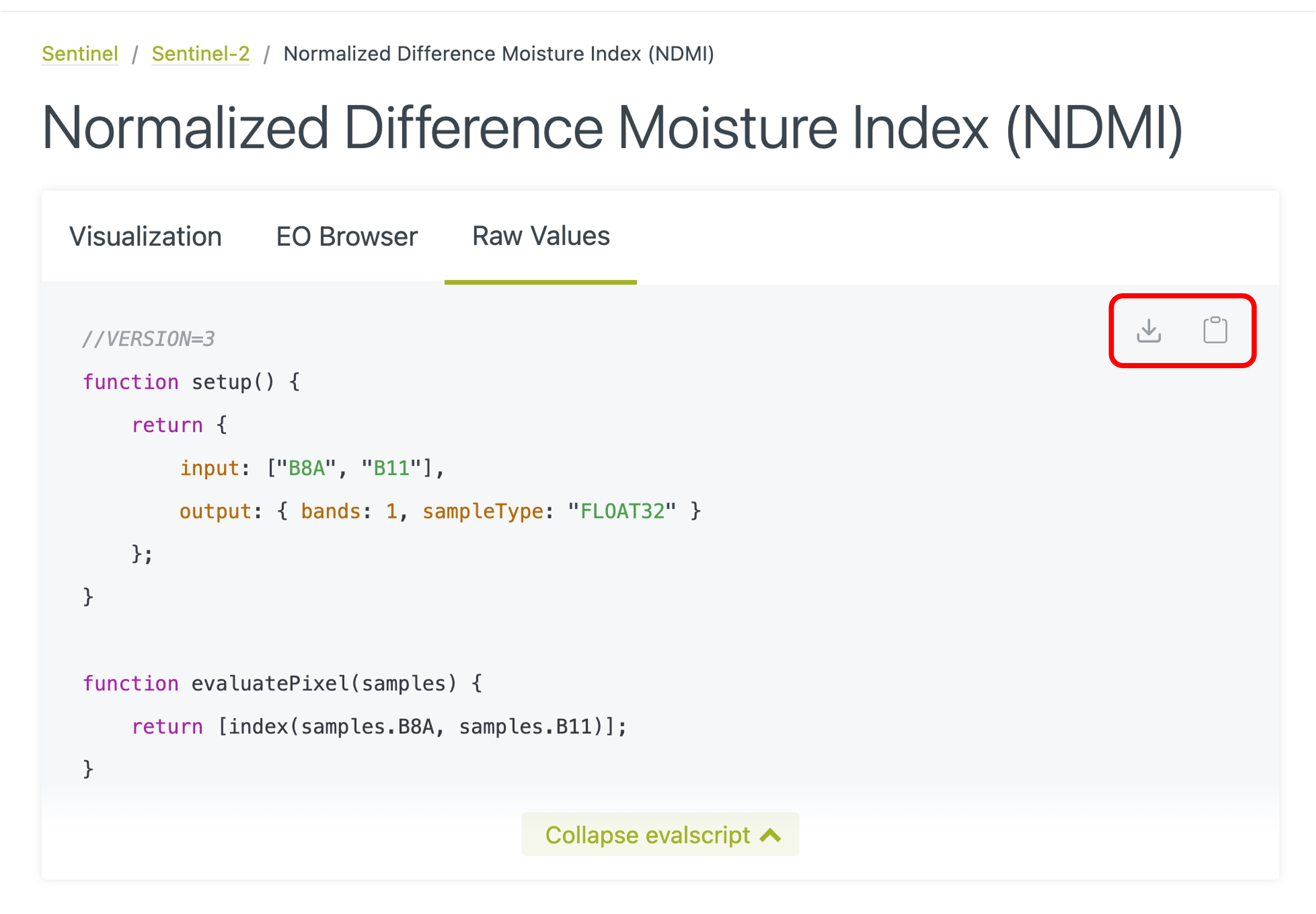 Using evalscript code from the repository